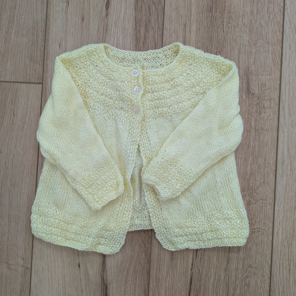 Light Yellow Knit Baby Cardigan - Picture 1 of 3